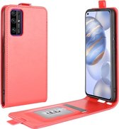 Voor Huawei Honor 30 R64 textuur enkele verticale flip lederen beschermhoes met kaartsleuven en fotolijst (rood)