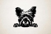 Wanddecoratie - Hond - Yorkie 2 - L - 75x85cm - Zwart - muurdecoratie - Line Art