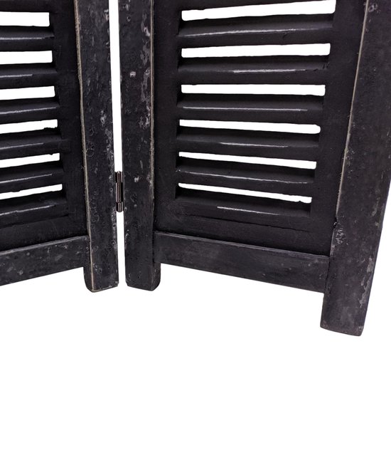 Raamscherm hout 52 cm - landelijke shutter als raam scherm zwart | Inspiring Minds - Inspiring Minds