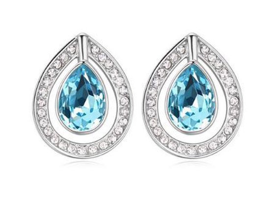 Fashionidea - Mooie blauwe oorbellen in zilver bijoulegering de Earring Drop Blue