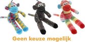 Multipet pluche sock monkey assorti - 31x13x6 cm - 1 stuks