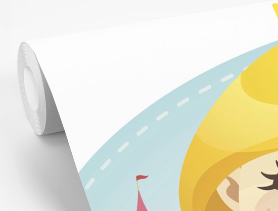 Illustration pour enfants d'une princesse souriante avec rose 200x220 cm