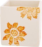 Bloempot voor Binnen en Buiten - Plantenbak - Plantenpot - Oranje - 8x8xh8cm - Vierkant Aardewerk