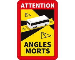 Pickup dode hoek sticker Bus Touringcar 2 stuks - 170x250 mm - Angles Morts Transport en Commun vinyle adhesif 2 pcs
