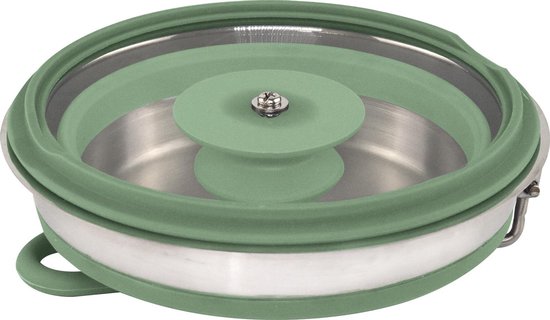 Eurotrail Pan met Deksel + Inklapgrip - opvouwbaar - siliconen - Sea Green van Eurotrail — afbeelding 2