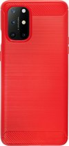 BMAX Carbon soft case hoesje voor OnePlus 8T / Soft cover / Telefoonhoesje / Beschermhoesje / Telefoonbescherming - Rood