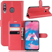 Litchi Texture horizontale flip lederen tas voor Galaxy M30, met portemonnee en houder en kaartsleuven (rood)