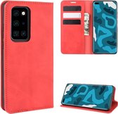 Voor Huawei P40 Pro Retro-skin Business Magnetische Zuigleren Case met Houder & Kaartsleuven & Portemonnee (Rood)