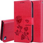 Rose reliÃ«f horizontale flip PU lederen tas voor Geschikt voor Xiaomi Redmi Go, met houder & kaartsleuven & portemonnee (rood)