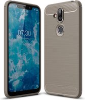 Geborsteld textuur koolstofvezel TPU case voor Nokia 7.1 Plus / X7 (grijs)