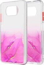 Voor Xiaomi Poco X3 NFC Marble Texture TPU + PC beschermhoes (roze)