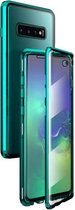Voor Samsung Galaxy S10 magnetisch metalen frame dubbelzijdig gehard glazen hoesje (groen)