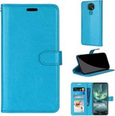 Voor Nokia 7.2 Pure Color Horizontale Flip PU lederen tas met houder & kaartsleuven & portemonnee & fotolijst (blauw)