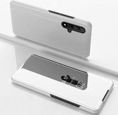 Galvaniseren spiegel horizontale flip lederen case voor Huawei Honor 20 met houder (zilver)