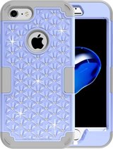 Voor iPhone 8 & 7 3 in 1 Diamond Encrusted PC + siliconen combinatiehoes (paars + grijs)