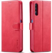 Voor Huawei Honor 9X / 9X Pro LC.IMEEKE kalfsleer Horizontale flip lederen tas, met houder & kaartsleuven & portemonnee (rose rood)