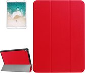 Voor iPad Pro 10,5 inch PU Litchi Texture 3-vouwbare Smart Case Clear Back Cover met houder (rood)