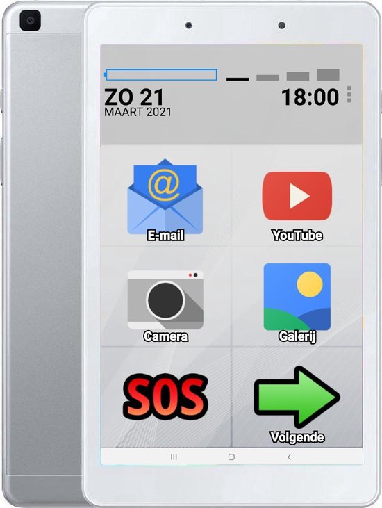 Tablet voor Senioren Wifi 32GB 8 inch Zilver (op Basis van een Samsung Tablet)