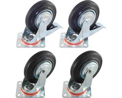 Lumito Transportwielen 4 Stuks - Meubelroller - Zwenkwielen - Zwenkwielen Set Van 4 - 75mm - Draagvermogen van 4x70KG