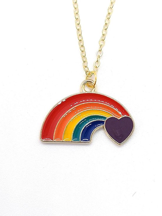 Ketting Meisje- Regenboog- Felle kleuren- Vrolijk- Goud- LiLaLove