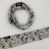 Brovari Haarband/Bandana - Kind/Moeder - Grijs Vlinder - Met alu/ijzer Draad