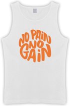 Witte Tanktop met " No Pain No gain “ print Oranje size S
