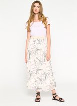 LOLALIZA Maxi rok met plisse en bloemen print - Ecru - Maat S