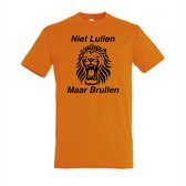 Oranje EK voetbal T-shirt met “ Niet Lullen Maar Brullen “ print Zwart maat XL