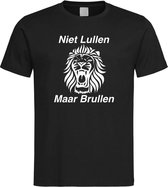 Zwart EK voetbal T-shirt met “ Niet Lullen Maar Brullen “ print Wit maat XXXXL
