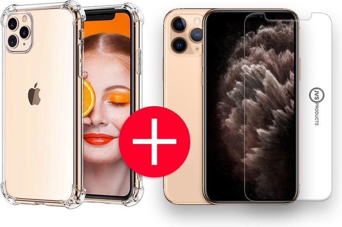 Hoesje geschikt voor iPhone 11 Pro Max + Screenprotector - Transparant - Hoes - Cover - Case - Screenprotector kit