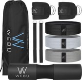 WEBU 9 Delige Fitness / Sportschool Set - Barbell Squat Pad - Nekbeschermer – Weerstandsband – Resistance Band Set  - Ankle Strap