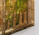 Muur met potten - Foto op Canvas - 150 x 100 cm