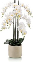 Kunstbloem Orchidee 100 cm wit in pot