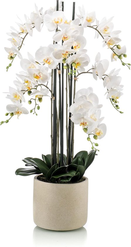 Emerald - Kunstplant in pot Phalaenopsis wit 100cm - Kunstplanten voor binnen