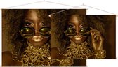 Vrouw met gouden ketting,  - Foto op Textielposter - 90 x 60 cm