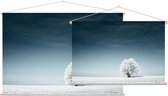 Boom in het sneeuwlandschap,  - Foto op Textielposter - 60 x 40 cm
