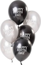 Folat - Ballonnen Glossy Black Happy Birthday (6 stuks)
