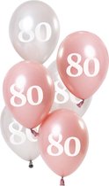 Folat - Ballonnen Glossy Pink 80 Jaar (6 stuks)