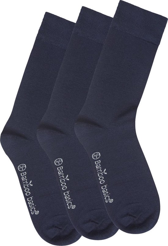 Foto: Comfortabel zijdezacht bamboo basics beau bamboe sokken multipack 3 stuks heren dames navy 35 40