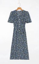 Lange jurk - bloemenprint - ceintuur