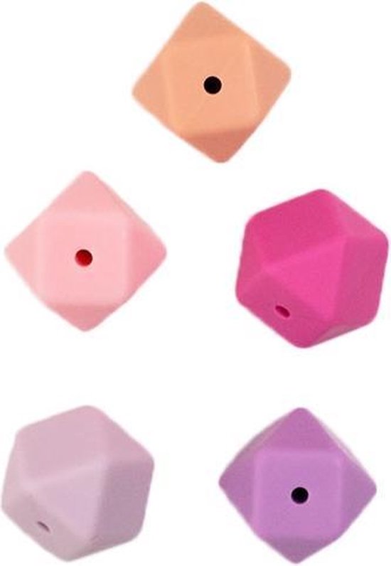 Durable Siliconen Hexagonkralen 5 stuks Roze