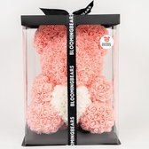 Bloomingbears Rose Bear - Rosebear - Rozen Beer - Rozenbeer - Roosbeer - Teddybear Rozen - Peach met wit hart 40 cm - Inclusief Giftbox en Giftcard van Bloomingbears - Limited Edit