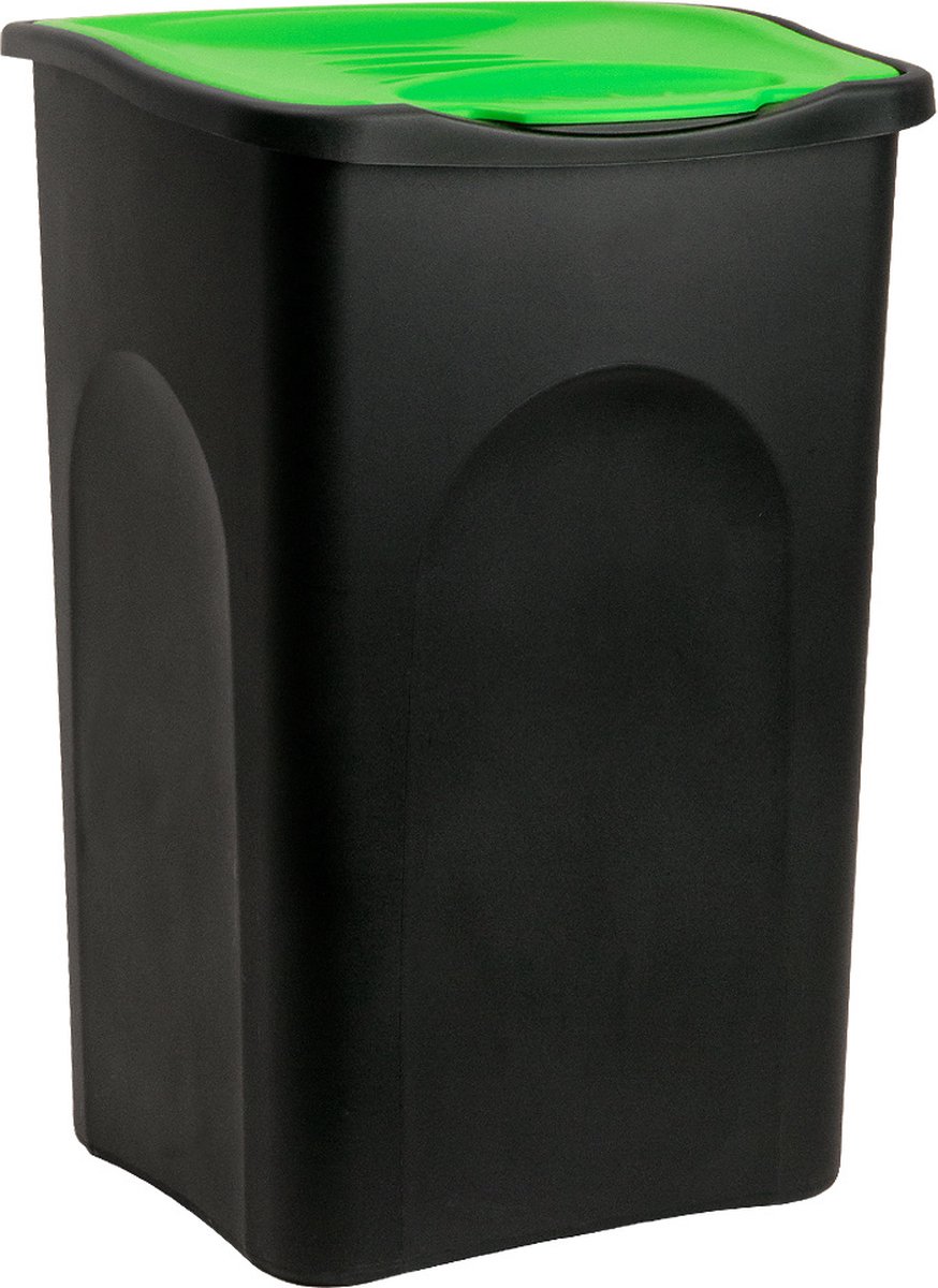 Goedkoopste Vuilnisbak 50L - 56x37x39cm - Zwart Groen