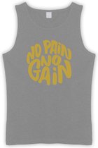 Grijze Tanktop met " No Pain No gain  “ print Goud size S
