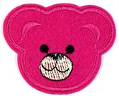 Beer Beren Teddy Strijk Embleem Patch Fuchsia Roze 5.6 cm / 4.6 cm / Roze Fuchsia