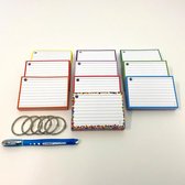 Leitner Flashcards - Colour Pack 500 A7 Flashcards met Stabilo Worker Rollerball blauw - 10 pakjes A7 flashcards in 10 kleuren - Perforatie en 5 klikringen - 100% FSC Karton & 100% Gemaakt in