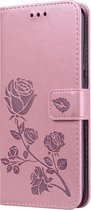 Xiaomi Redmi Note 7 Hoesje - Mobigear - Flowers Serie - Kunstlederen Bookcase - Roségoud - Hoesje Geschikt Voor Xiaomi Redmi Note 7