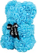 Bloomingbears Rose Bear - Rosebear - Rozen Beer - Rozenbeer - Roosbeer - Teddybear Rozen - Babyblauw mini 25 cm - Inclusief Giftbox en Giftcard van Bloomingbears - Limited Edition