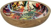 Houten Trendy schaal met street art print Bowl Street Art Multi 4x20x20cm