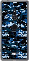 6F hoesje - geschikt voor Sony Xperia XZ2 -  Transparant TPU Case - Navy Camouflage #ffffff